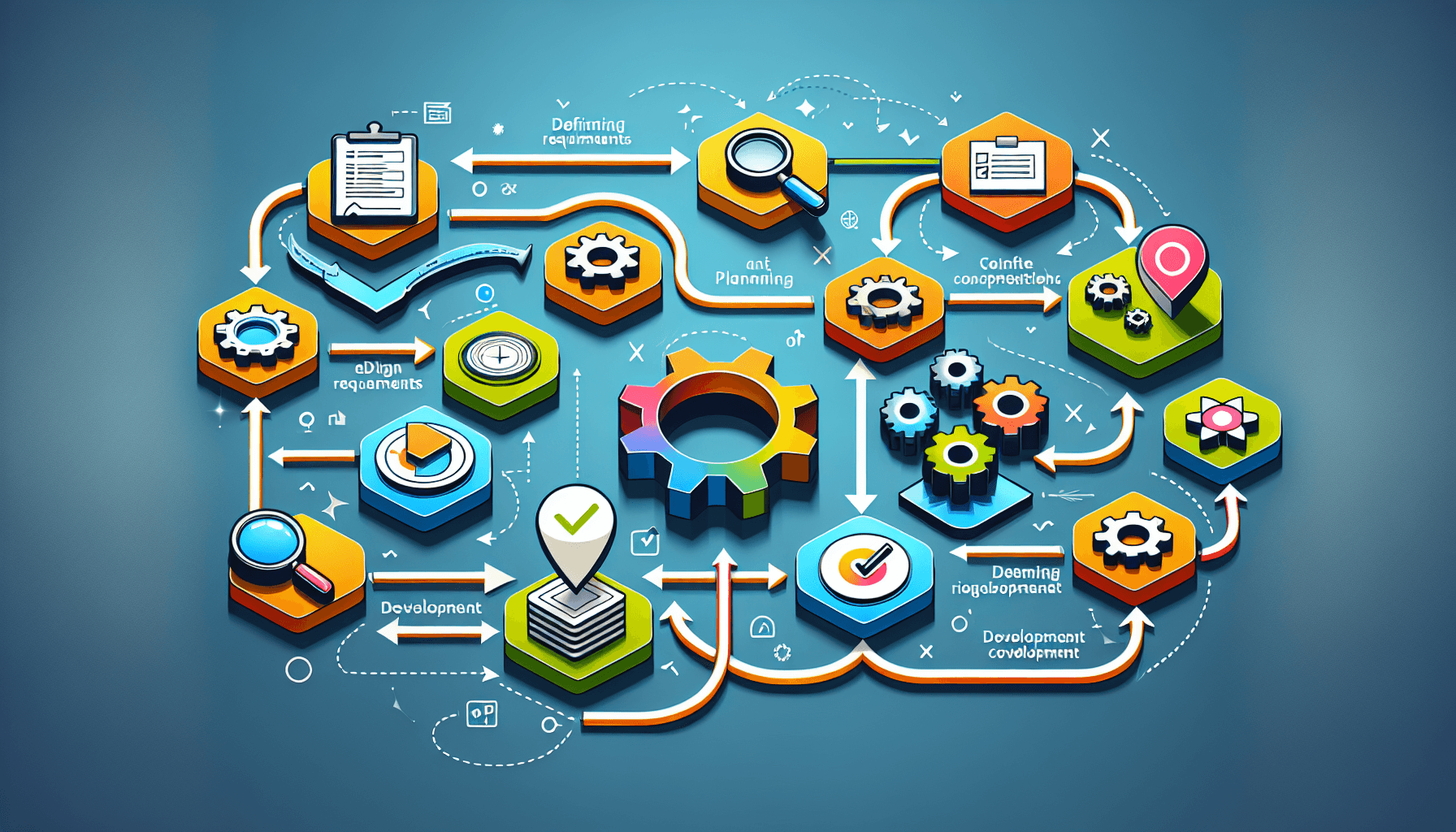 An illustration of the steps to create a software build plan.