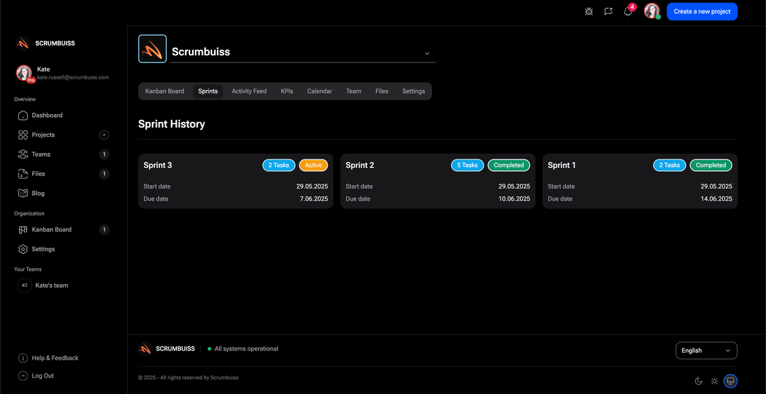 Activity feed in task