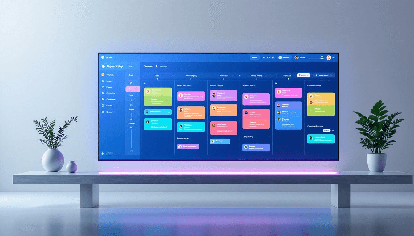 An overview of a project tracking board displaying various tasks and progress.