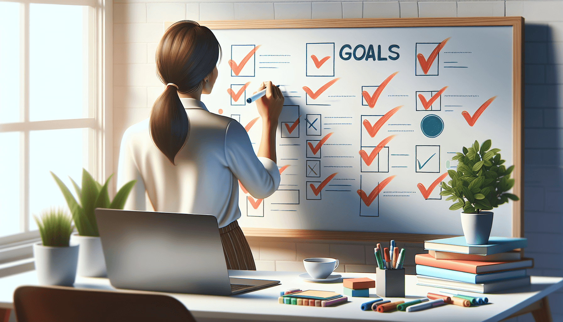 A visual representation of setting clear and achievable goals to improve work performance.