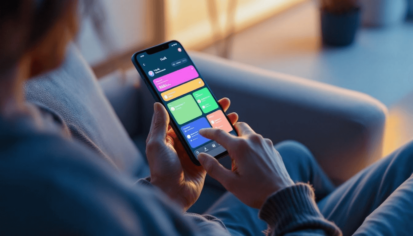 A person using a task management tool on a mobile device to organize their tasks.