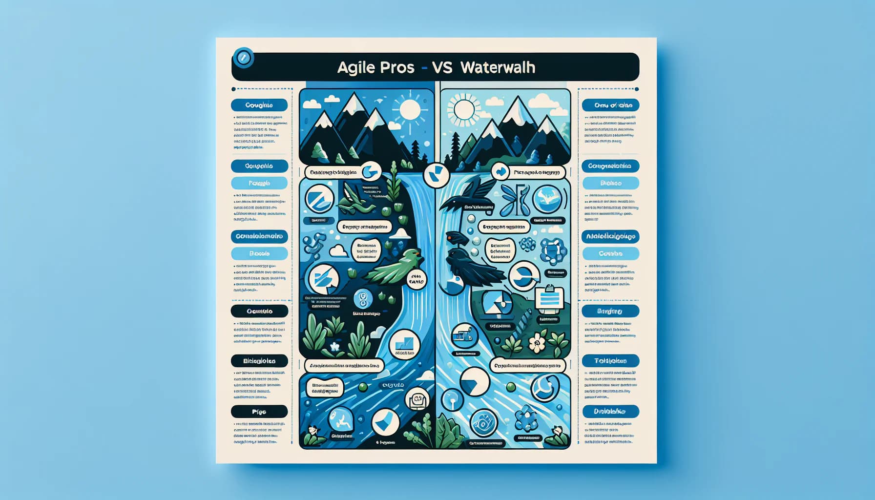 Featured image for article about agile vs waterfall pros and cons