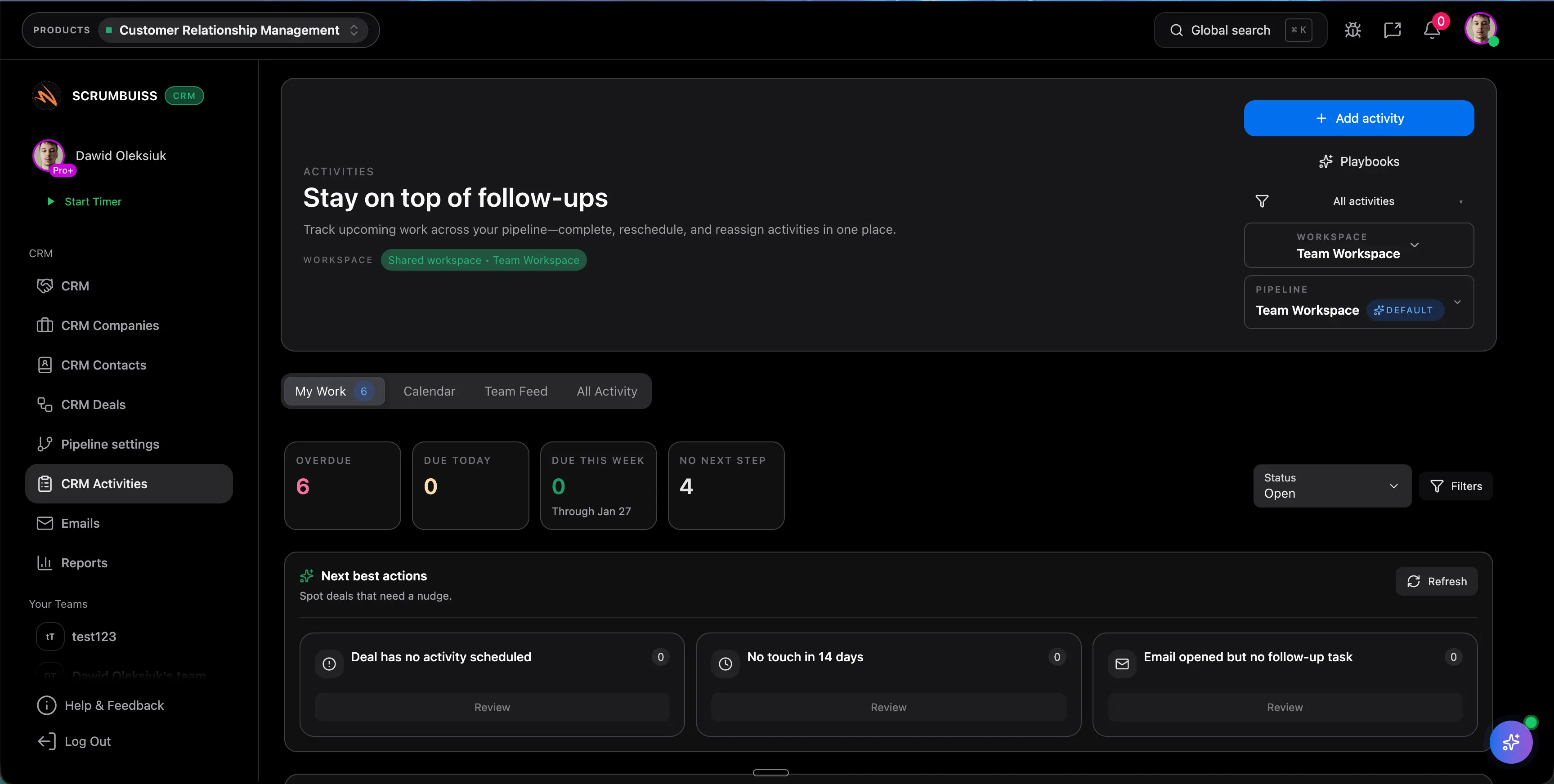 CRM activities overview