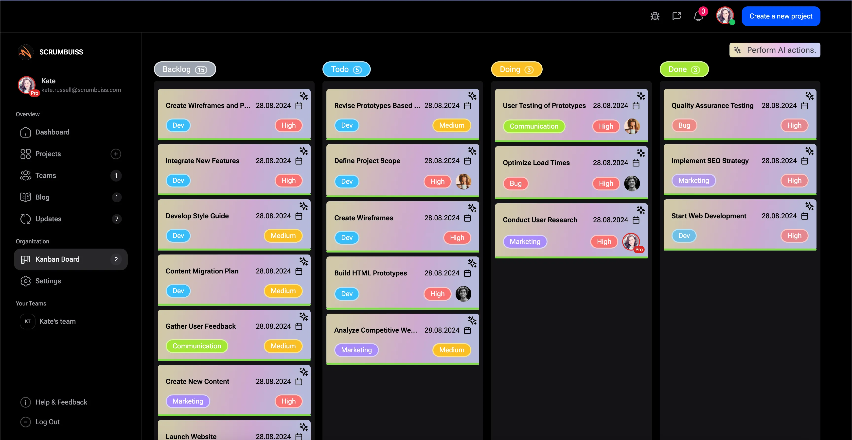 AI Kanban view