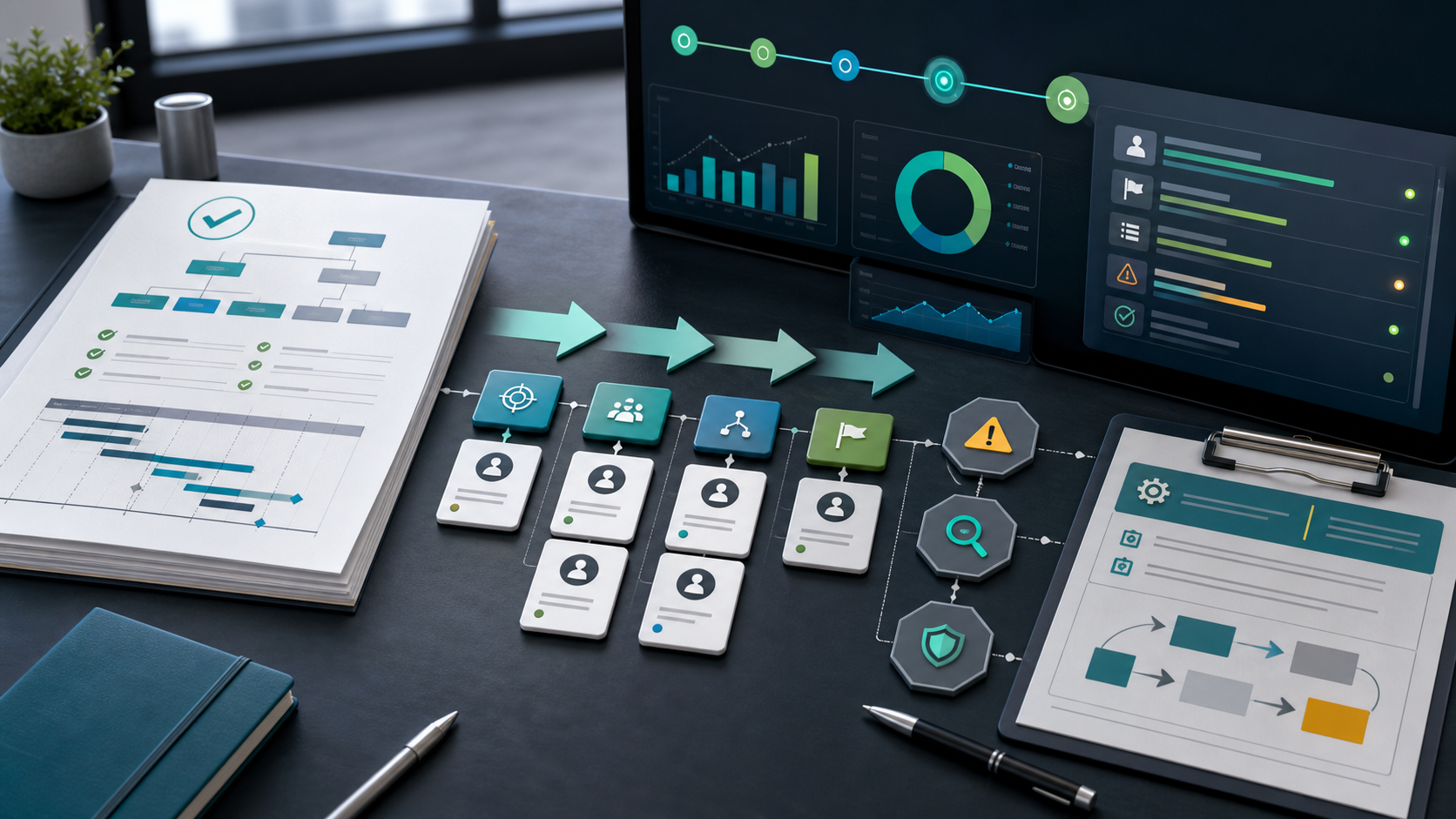 Project execution plan moving from approved planning documents into active delivery dashboards