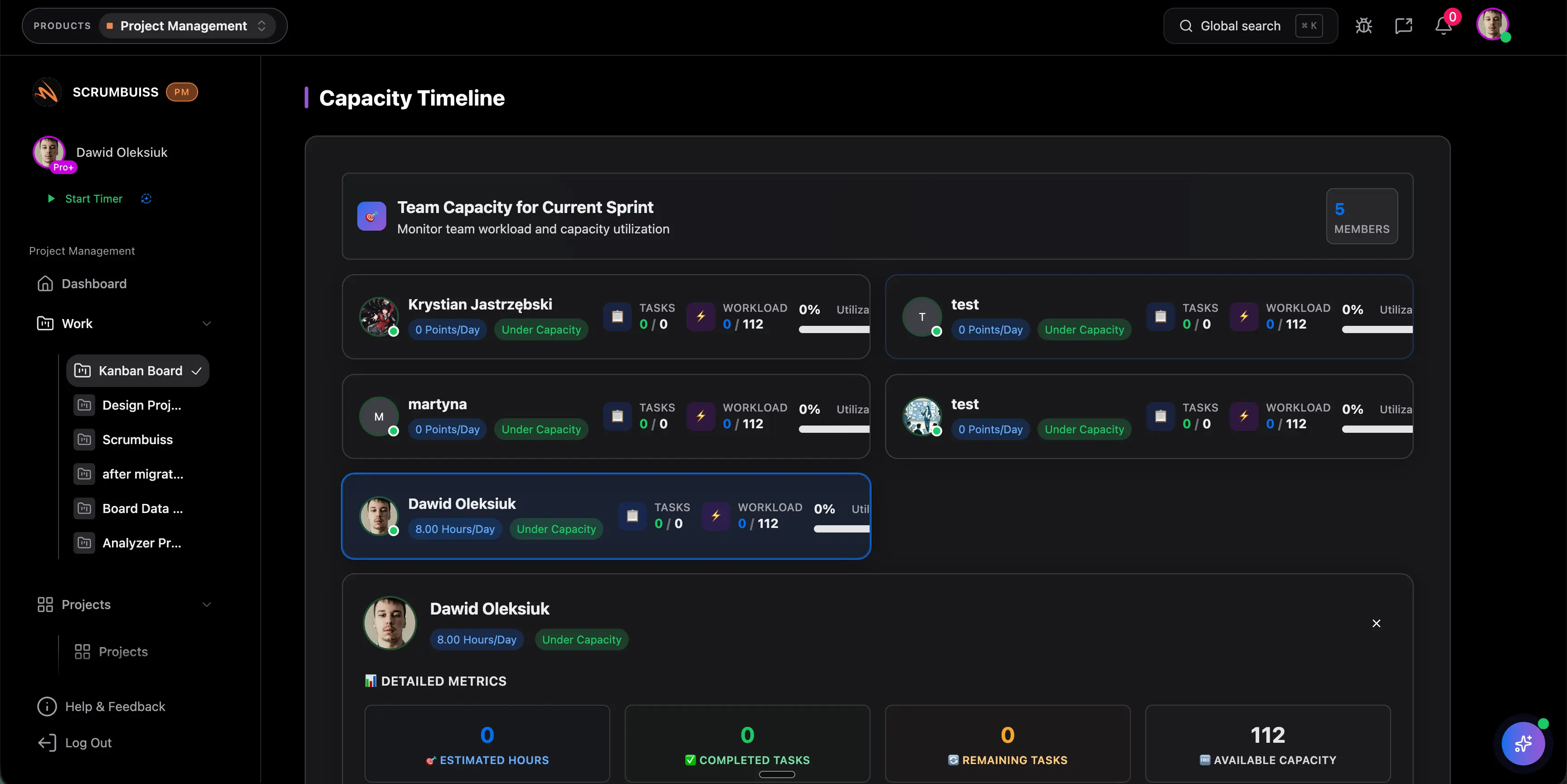 Plan with capacity screenshot