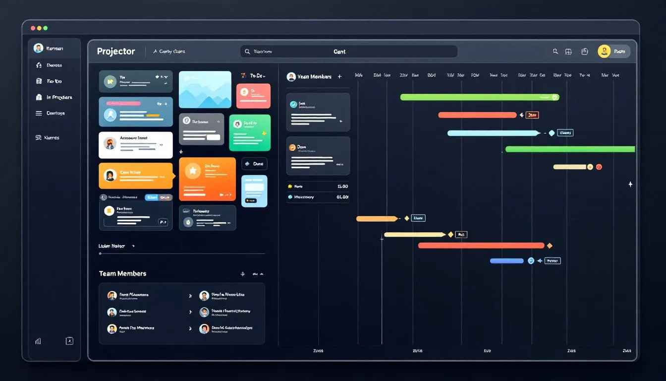 Key features highlighted on a project management board.