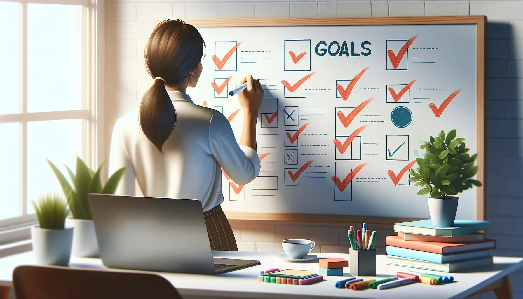 A visual representation of setting clear and achievable goals to improve work performance.